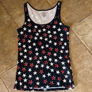 Faded Glory Navy Star Print Tank with Red & White Stars